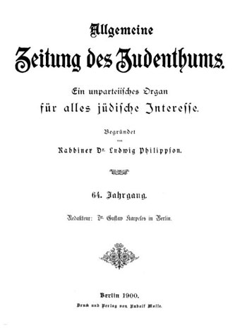 Die Allgemeine Zeitung des Judenthums erschien bei Mosse.