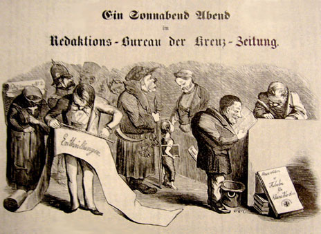 Redaktion der Kreuz-Zeitung, zeitgenössische Karikatur